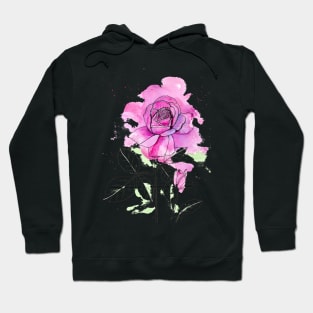 Modern Rose with Watercolor and Ink Hoodie